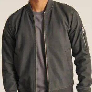 Abercrombie & Fitch Genuine Suede Gray Bomber Jacket